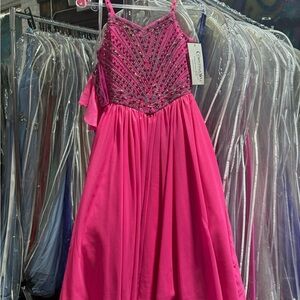 Christina Wu Fuchsia Beaded Gown